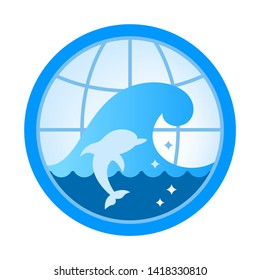 Save the ocean concept. World ocean day symbol. Celebrate the importance of the ocean. Vector illustration outline flat design style.