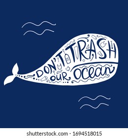 Save Ocean Dont Trash Ocean Whale Stock Vector (Royalty Free ...