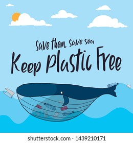 save ocean stop pollution vector illustration