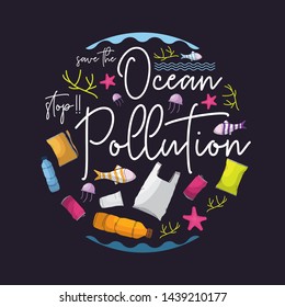 save ocean stop pollution vector illustration