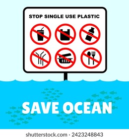 save ocean stop single use plastic with various element set