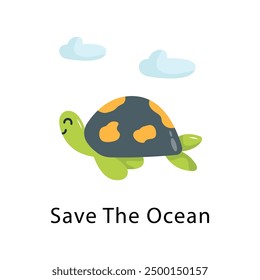 Save The Ocean Vector Flat Icon Design illustration Symbol on White background EPS 10 File 