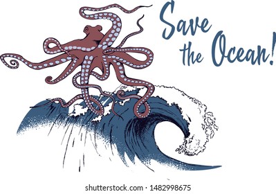 Save the ocean. Vector illustration