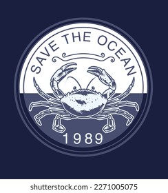 save the ocean.nautical t shirt graphic design