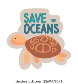 save the oceans ecology stiker icon
