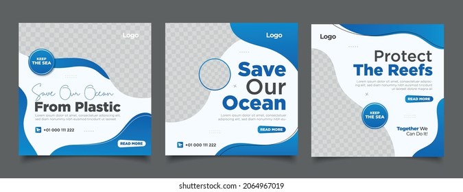 Save the oceans social media post template