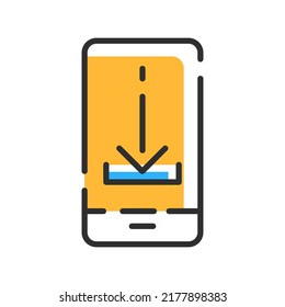 Save on mobile phone line icon. Save logo concept. Vector illustration