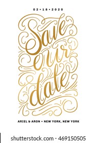 Save Our Date Invitation Template with Hand Drawn Texts