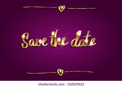 Save Our Date Invitation Template with Hand Drawn Texts. Vector illustration