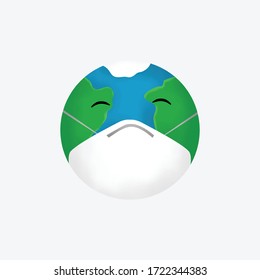 save our earth from the corona virus.icon illustration. corona mascot cartoon character