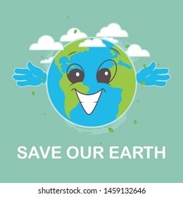 Save our earth for global warming poster cartoon vector illustration
