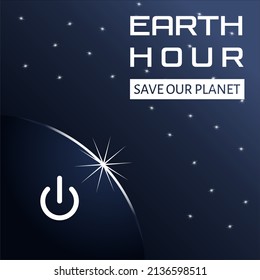 save our earth. earth hour day illustration. turn off the power for 60 minutes. This design is suitable for global warming campaigns or saving the earth