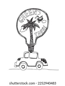 Save our earth. Imagine- the car would be operated by palm trees. 