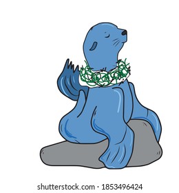 Save our oceans and seas with animals. Vector design for world ocean day with underwater world, for banners and postcards, seal connected by a network.