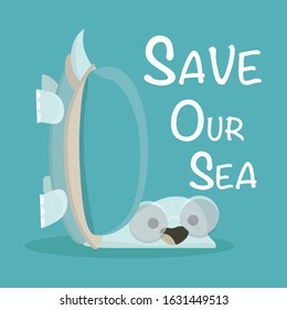 Save our Oceans. Vector Ecology card.