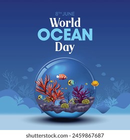  save our oceans. World oceans day design with globe. abstract vector illustration design