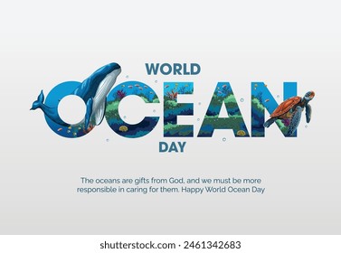  save our oceans. World oceans day design with letter. abstract vector illustration design