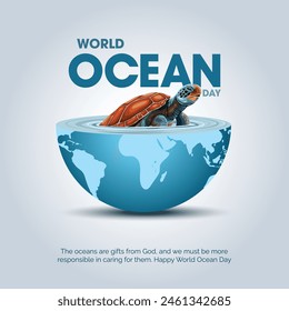  save our oceans. World oceans day design with turtle. abstract vector illustration design