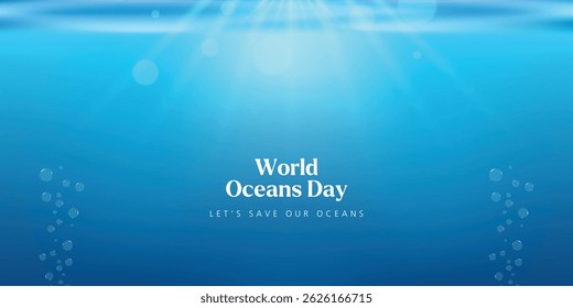 Save our oceans. World oceans day design with dip ocean background. abstract vector illustration design.