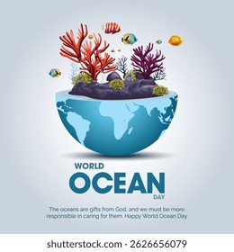  save our oceans. World oceans day design with globe. abstract vector illustration design
