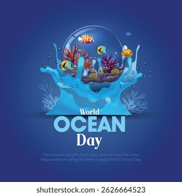 save our oceans. World oceans day design with globe. abstract vector illustration design