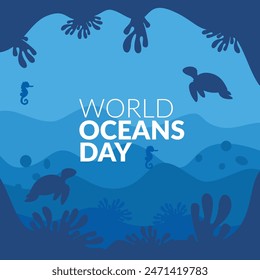 save our oceans. world ocean day 8 june vector poster, instagram post, abstract vector illustration design
