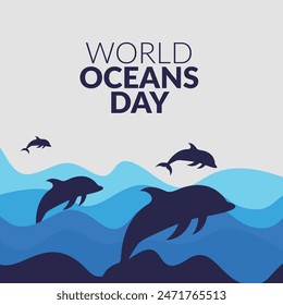 save our oceans. world ocean day 8 june vector poster, instagram post, abstract vector illustration design