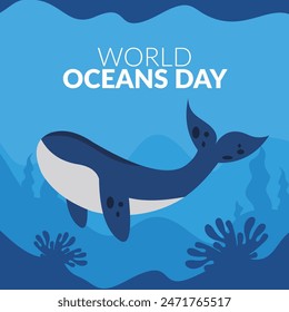 save our oceans. world ocean day 8 june vector poster, instagram post, abstract vector illustration design
