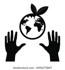 Save our planet concept  icon in grey scale isolated on white background.