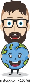 save our planet earth campaign gentleman holding sign theme