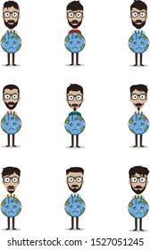 save our planet earth campaign man hold our world vector art set