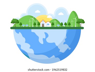 Save Our Planet Earth Illustration To Green Environment With Eco Friendly Concept and Protection From Natural Damage 