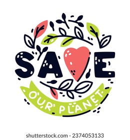 Guardar nuestra placa ecológica planetaria e iluminación ecológica Emblem vector Ilustración
