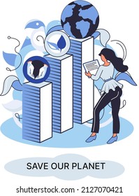 Save our planet ecological metaphor Earth day, love for native home. Sustainable gardening renewable energy. Caring for nature protecting environment stop air and water pollution, rational consumption