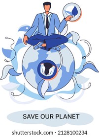 Save our planet ecological metaphor Earth day, love for native home. Sustainable gardening renewable energy. Caring for nature protecting environment stop air and water pollution, rational consumption