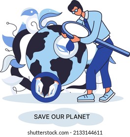 Save our planet ecological metaphor Earth day, love for native home. Sustainable gardening renewable energy. Caring for nature protecting environment stop air and water pollution, rational consumption