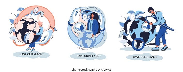 Save our planet ecological metaphor Earth day, love for native home. Sustainable gardening renewable energy. Caring for nature protecting environment stop air and water pollution, rational consumption