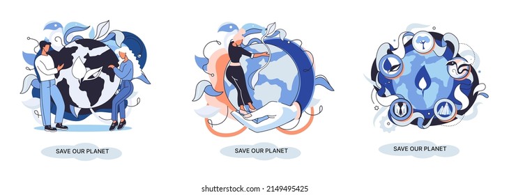 Save our planet ecological metaphor Earth day, love for native home. Sustainable gardening renewable energy. Caring for nature protecting environment stop air and water pollution, rational consumption