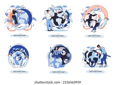 Save our planet ecological metaphor Earth day, love for native home. Sustainable gardening renewable energy. Caring for nature protecting environment stop air and water pollution, rational consumption