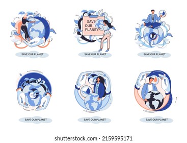 Save our planet ecological metaphor Earth day, love for native home. Sustainable gardening renewable energy. Caring for nature protecting environment stop air and water pollution, rational consumption