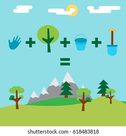 Save Our Planet Infographics. Arbor, Earth and Environment Day Greeting for sticker, banner and flyer. Vector