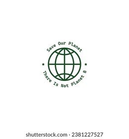 Save our planet logo, circular sticker vector graphics