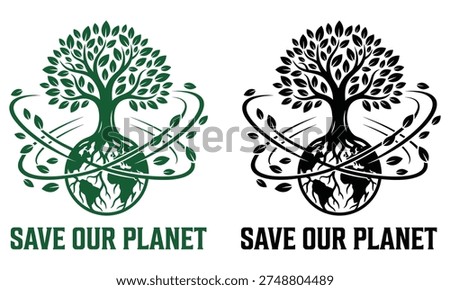 Save our planet with stunning tree and globe logo designs