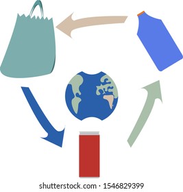 save our planet. Vector illustration. Concept of waste recycling and ecology.