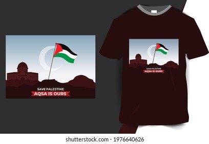 Save palestine, aqsa is ours quotes typography t-shirt design  tamplate