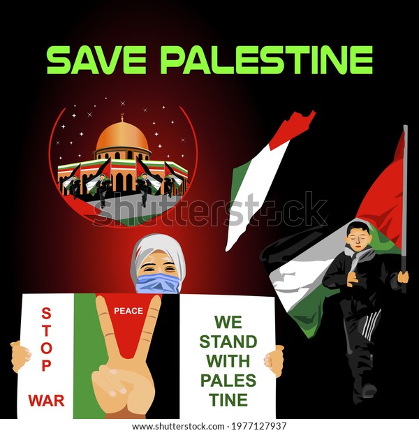 Save Palestine Banner Template Vector Woman Stock Vector (Royalty Free ...