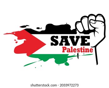 save palestine flag and fist illustration simple flat design