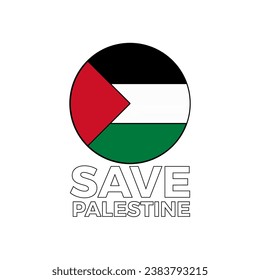 Save Palestine with Palestine Flag Logo Art