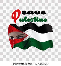 save palestine flag with mask