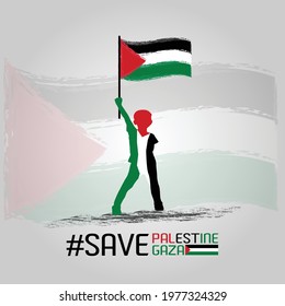 Save Palestine, Save Gaza Vector illustration For Social Media Square Flyer Banner Template